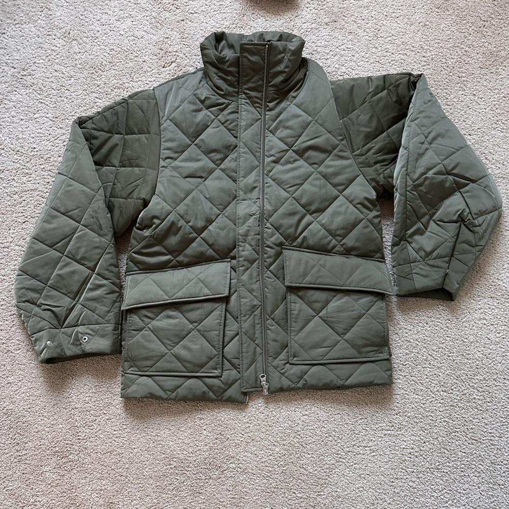 & Other Stories Olive Green Quilted Puffer Jacket